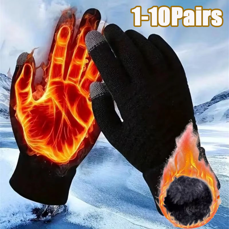 1-10Pairs Thick Knit Touchscre - Winter Cycling Commute recension och pris